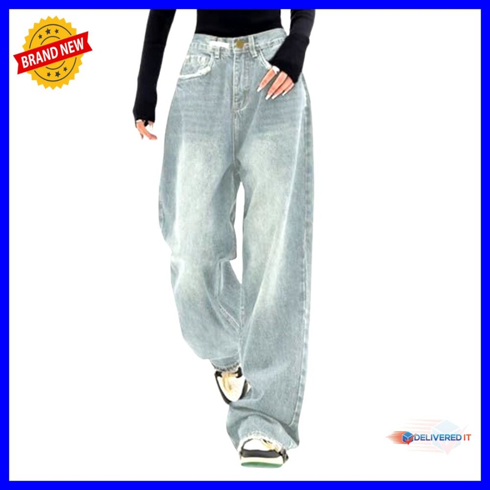 Wide Leg Boyfriend Jeans Vintage Y2k Baggy Denim Trousers Casual Streetwear